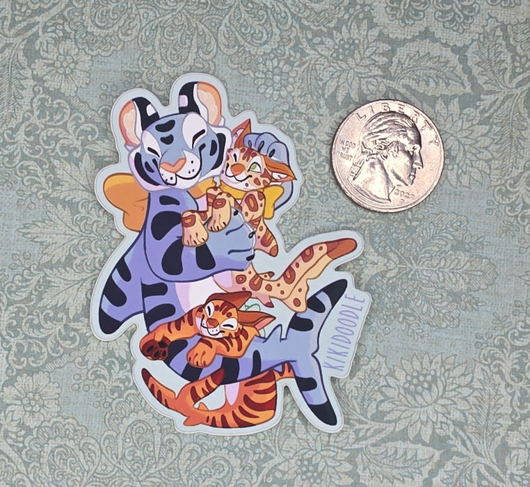 Toygershark Purrmaid & Friends Hug - Vinyl Sticker