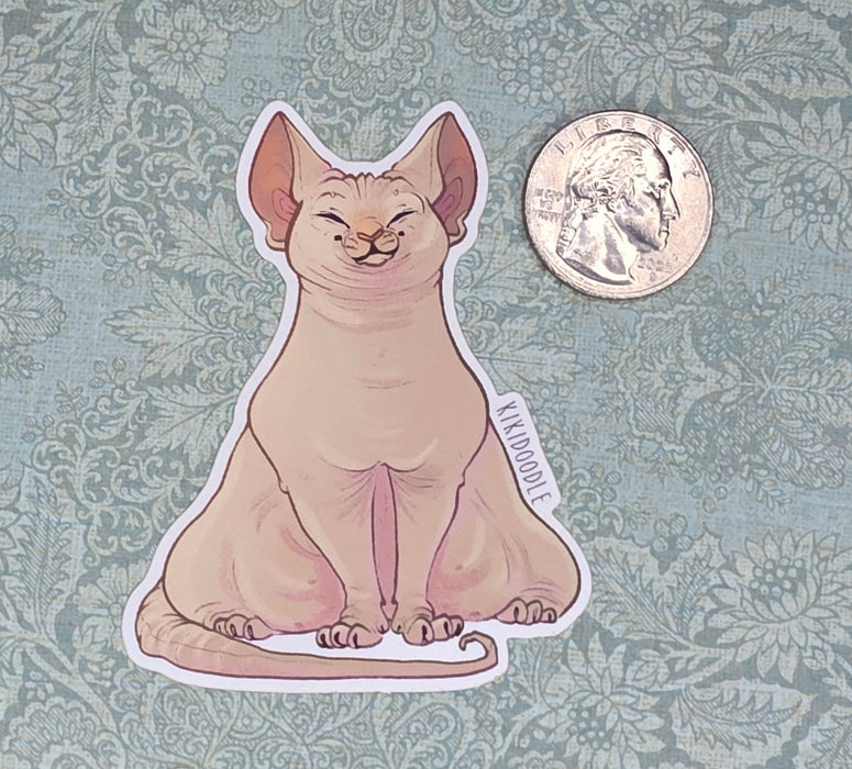 Happy Chonk Sphynx Cat - Vinyl Sticker