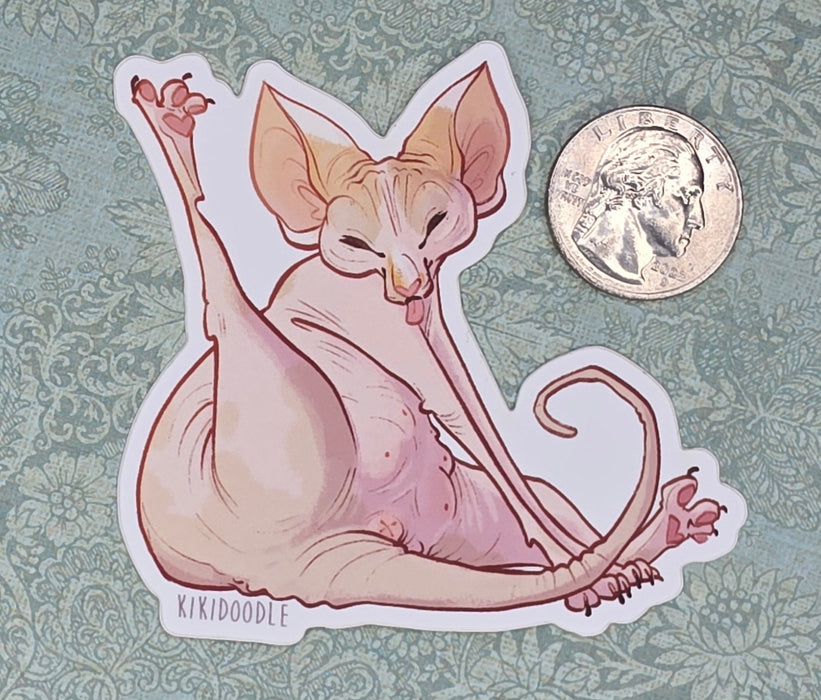 Groomin' Chonk Sphynx Cat - Vinyl Sticker