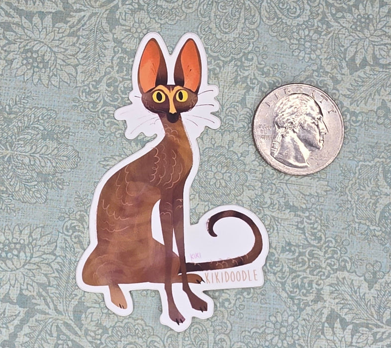 Sekhmet - Cornish Rex Tortie cat - Vinyl Sticker