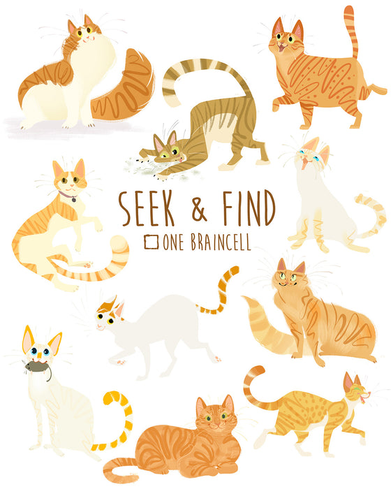 Seek & Find Orange Cat Braincell - 8x10 print