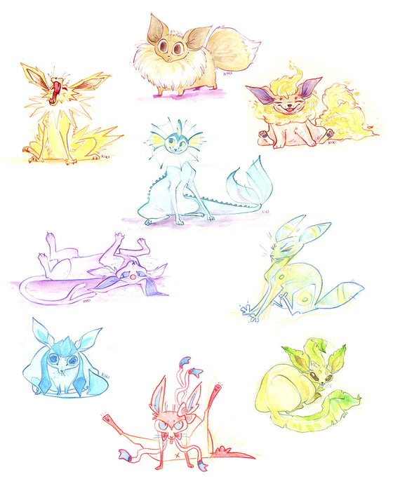 Derpy Eeveelutions 8x10 Fine Art Print