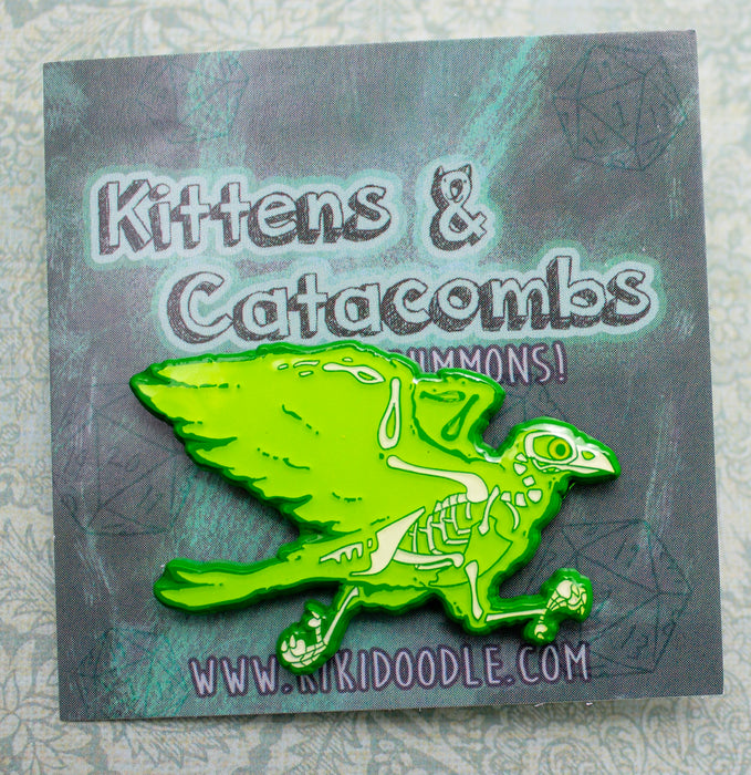 Skeletal Bird Summon - Glow in the Dark Enamel Pin