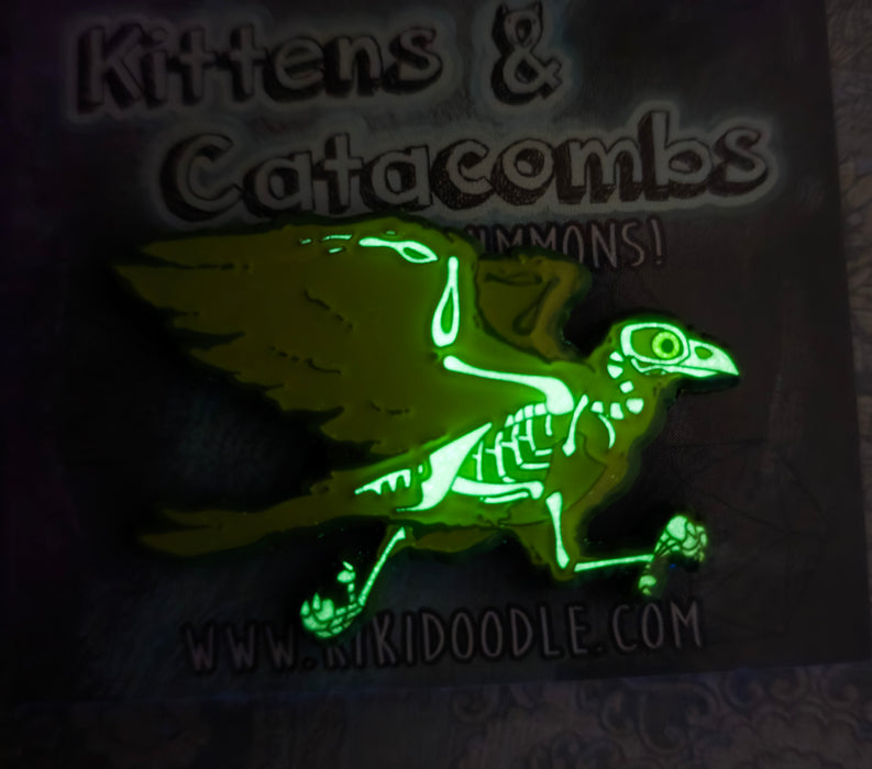 Skeletal Bird Summon - Glow in the Dark Enamel Pin