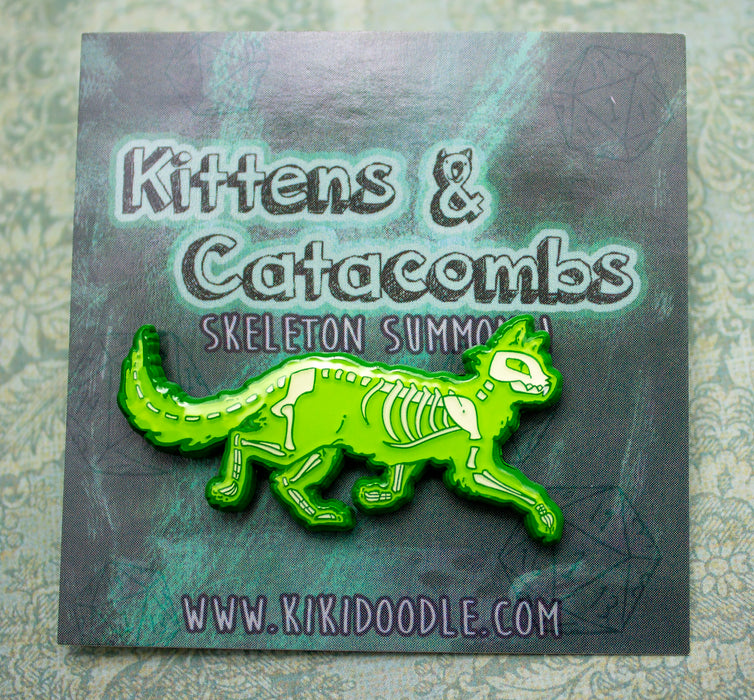 Skeletal Cat Summon - Glow in the Dark Enamel Pin