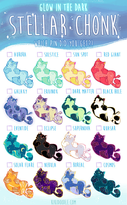 DOUBLE PACK Stellar Chonk - Glow in the Dark Limited Edition Mystery Bag Enamel Pins