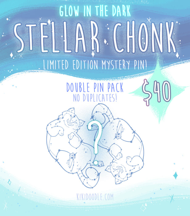 DOUBLE PACK Stellar Chonk - Glow in the Dark Limited Edition Mystery Bag Enamel Pins