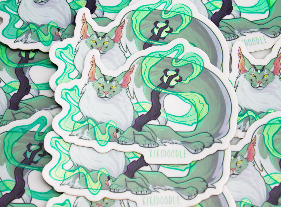 Sorcerer Maine Coon Cat - Holographic Vinyl Sticker