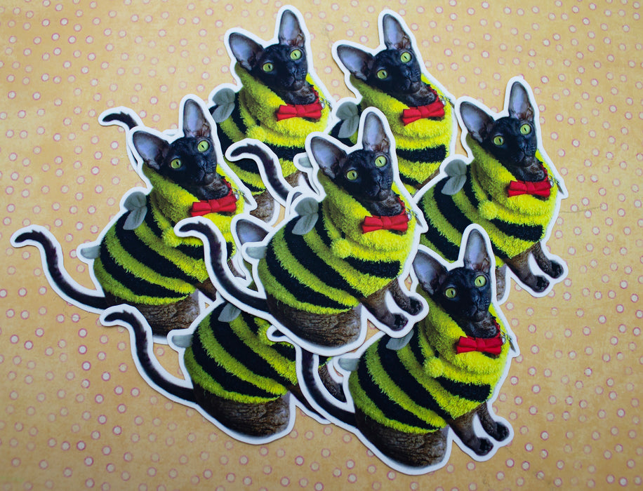 Bee Jiji - Cornish Rex Cat - Vinyl Sticker