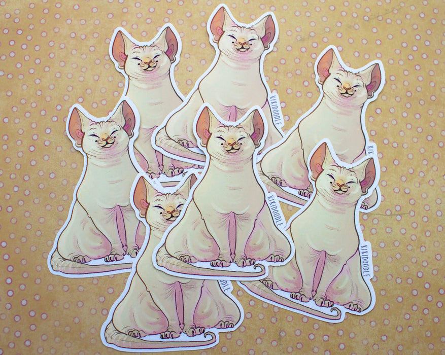 Happy Chonk Sphynx Cat - Vinyl Sticker