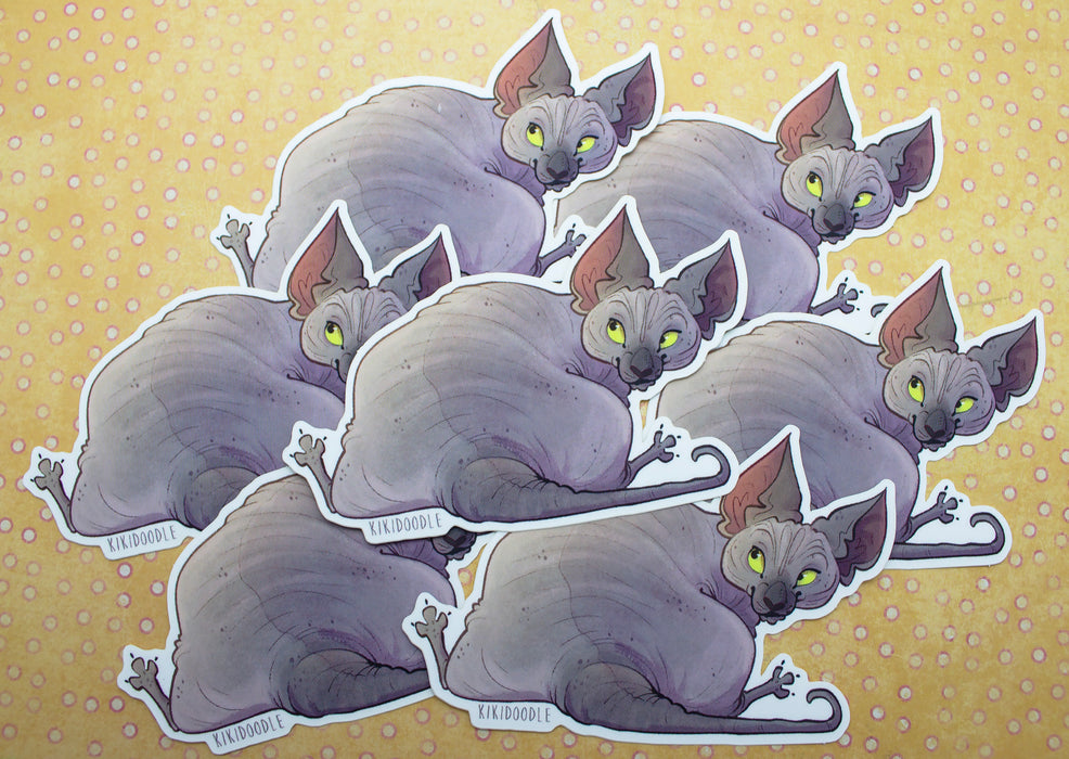 Big Booty Black Sphynx Cat - Vinyl Sticker