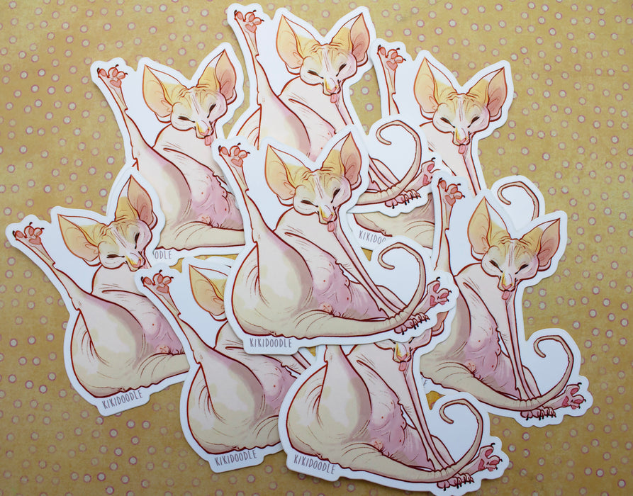 Groomin' Chonk Sphynx Cat - Vinyl Sticker