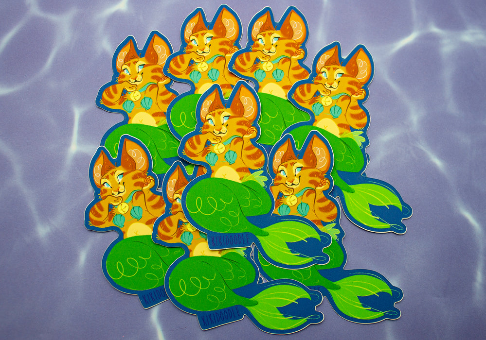 Orange Tabby Purrmaid - Vinyl Sticker