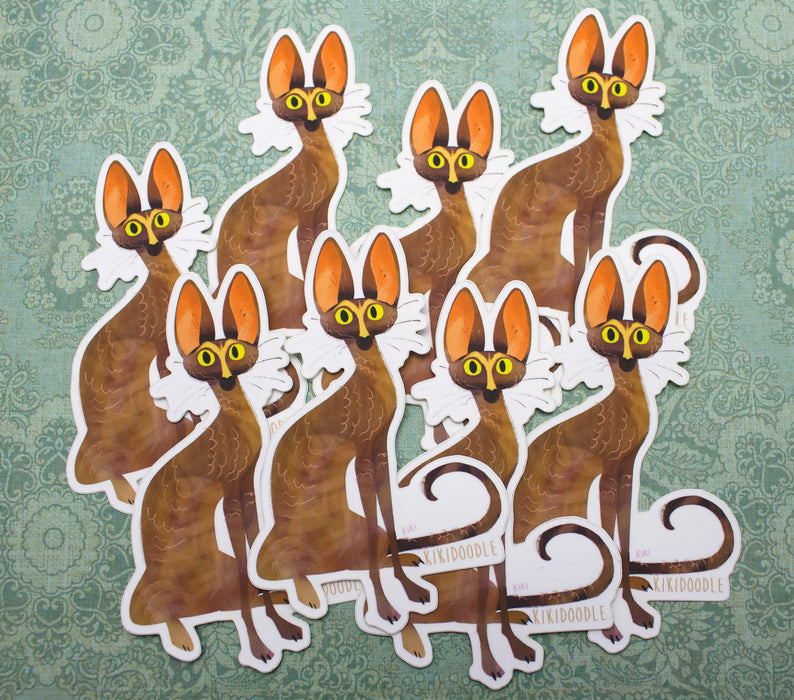 Sekhmet - Cornish Rex Tortie cat - Vinyl Sticker