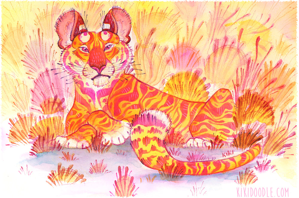 Tiger in red and yellow