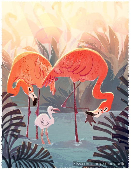 Pink Flamingos and Baby
