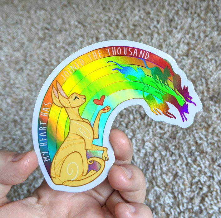 Hairless Sphynx Holographic Rainbow Bridge -  HCM Awareness - Sticker